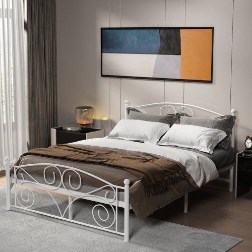 Twin Size Metal Bed Sturdy System Metal Bed Frame ,Modern Style And Comfort To Any Bedroom